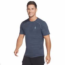 Skechers Mens On The Road Heathered Jersey Technical Crew Neck T-Shirt - M, Smoke Blue/Blue Iris
