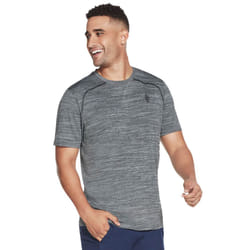 Skechers Mens On The Road Heathered Jersey Technical Crew Neck T-Shirt - M, Alloy/Black