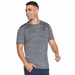 Skechers Mens On The Road Heathered Jersey Technical Crew Neck T-Shirt - L, Alloy/Black