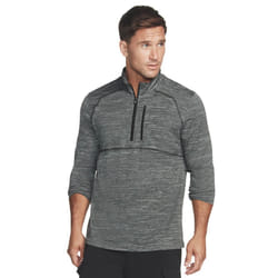 Skechers Mens 2021 On The Road Mock Neck Heathered 1/4 Zip Midlayer Sweater - S, Alloy/Bold Black