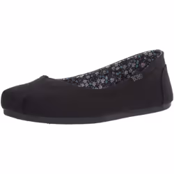 Skechers BOBS Women's Bobs Plush-Linen Back Ballet Flat Black/Black