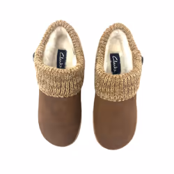 Clarks Women's Knitted Collar Clog Slipper (8 M US  LT Brown)