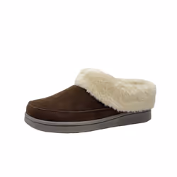 Clarks Women's Faux Fur Clog Indoor and Outdoor Slipper (Dark Brown 7