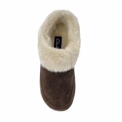 Clarks Women's Faux Fur Clog Indoor and Outdoor Slipper (Dark Brown  7