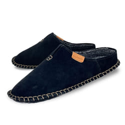 Clarks Mens Open Back Suede Leather Slipper With Heavy Stitching - Plu