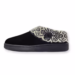 Clarks Womens Slipper Suede Leather Knitted Collar Clog Slippers - Plush Faux Fur Lining