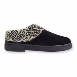 Clarks Womens Slipper Suede Leather Knitted Collar Clog Slippers - Plush Faux Fur Lining