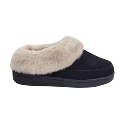 Clarks Scuff Faux Fur Lined Clog Warm Cozy Indoor Outdoor Plush Mules Black Cream Fur 10 M US