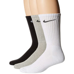 Nike SX4508 Mens Crew Socks Everyday Cushioned 3 Pack Dri-Fit Trainers Socks - Black White Grey, UK 8-11