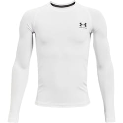 Under Armour Boys' HeatGear Armour Long-Sleeve T-Shirt   White (100)/Black   Large