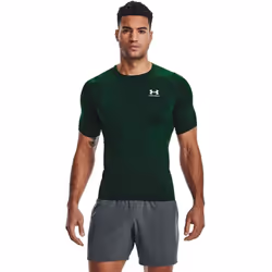 Under Armour Men's Armour HeatGear Compression Short-Sleeve T-Shirt Forest Green (301)/White Large