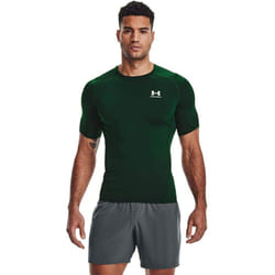 Under Armour Men's Armour HeatGear Compression Short-Sleeve T-Shirt   Forest Green (301)/White  Medium