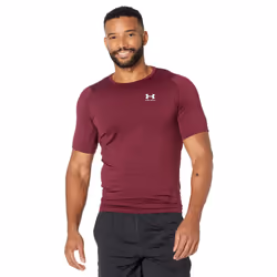 Under Armour Men's Armour HeatGear Compression Short-Sleeve T-Shirt Maroon (609)/White Large