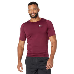 Under Armour Men's Armour HeatGear Compression Short-Sleeve T-Shirt   Maroon (609)/White  Medium