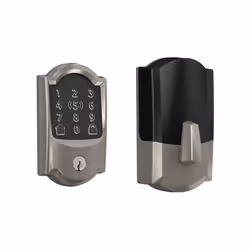 Schlage BE499WB CAM 619 Encode Plus WiFi Deadbolt Smart Lock Keyless Entry Touchscreen Door Lock with Camelot Trim Satin Ni ...
