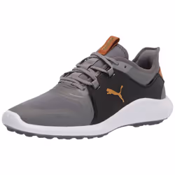 PUMA Men's Ignite Fasten8 Golf Shoe Quiet Shade-Gold Black 9.5