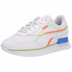 PUMA Men's FUTURE RIDER DOUBLE SPECTRA Sneaker Puma White-Sunblaze-Green Glare 13