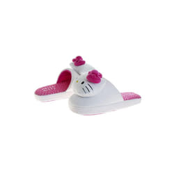 Hello Kitty 888478-size7-8 Hello Kitty 3D Plush Face Pink Bow Womens Slippers - Size 7-8