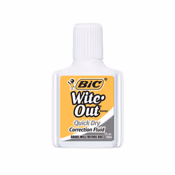 Bic USA BICWOFQD12WHI12 Whiteout Quick Dry Correct Fluid  12 Each