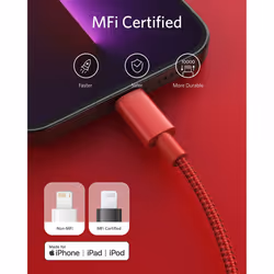 USB C to Lightning Cable New Nylon (6ft, MFi Certified) for iPhone 14/14 Pro/13/13 Pro/12 Pro Max /12/11 /X/XS/XR/ 8