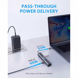 USB C Hub, PowerExpand 6-in-1 USB C PD Ethernet Hub with 65W Power Delivery, 4K HDMI, 1Gbps Ethernet, USB-C Data Port, 2 USB 3.0 Data Ports, for