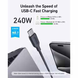 USB C to USB C Cable (240W, 6 ft), USB C Charger Cable Type C Charging Cable, Fast Charging USB C Cable for MacBook Pro 2020, iPad Pro 2020, iPad Air