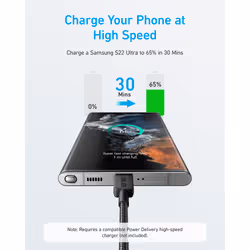 Anker Braided USB-C to USB-C Charging Cable 1.8 m, Black - Additional view 3