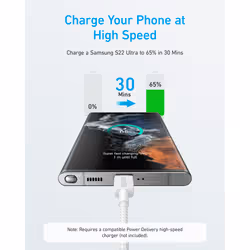 Anker Braided USB-A to USB-C Charging Cable 1.8 m, White - Additional view 3