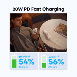 Anker USB-C Charger, 20W Fast Charging, White - Additional view 3