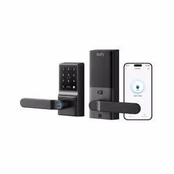 eufy Smart Lock C33  Keyless Fingerprint Door Lock with Handle  Integrated Wi-Fi  Remote Control via App  Biometric Entry Kno ...