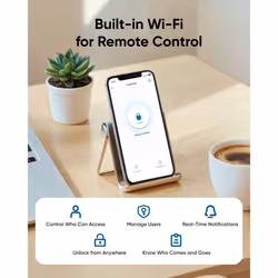 eufy Smart Lock C33  Keyless Fingerprint Door Lock with Handle  Integrated Wi-Fi  Remote Control via App  Biometric Entry Knob  Auto-Locking  IP53 Wat