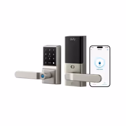 eufy Smart Lever Lock C33  Keyless Fingerprint Door Lock with Handle  Integrated Wi-Fi  Remote Control via App  Biometric Ent ...