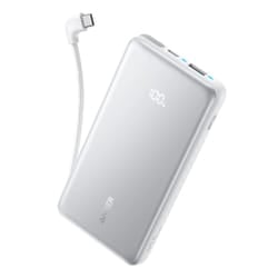 Anker Zolo Power Bank, 10,000mAh Portable Charger 22.5W Output with Built-in USB-C Cable, Black
