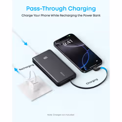 Anker Zolo Power Bank, 10,000mAh Portable Charger 22.5W Output with Built-in USB-C Cable, Black - Additional view 5