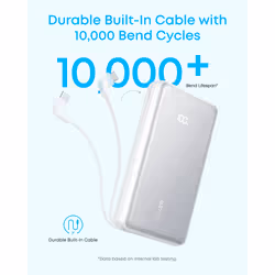 Anker Zolo Power Bank, 10,000mAh Portable Charger 22.5W Output with Built-in USB-C Cable, Black - Additional view 4