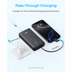 Anker Zolo Power Bank, 10,000mAh Portable Charger 22.5W Output with Built-in USB-C Cable, Black - Additional view 5