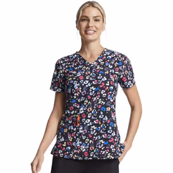 Dickies EDS Women Scrubs Top V-Neck Print DK616 XS Safari Pop