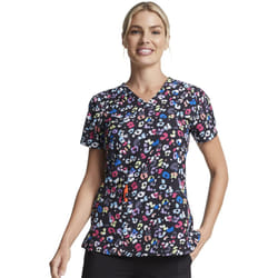 Dickies EDS Women Scrubs Top V-Neck Print DK616  XS  Safari Pop