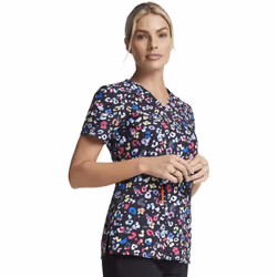 Dickies EDS Women Scrubs Top V-Neck Print DK616  XS  Safari Pop