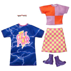 Barbie Fashions 2-Pack Clothing Set  2 Outfits for Barbie Doll Includes Off-The-Shoulder Butterfly Print Dress  Butterfly Tank & Blue Shorts & 2 Acces