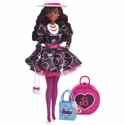 Barbie Rewind 80s Edition Doll Sophisticated Style Wearing Dress & Accessories with Dark-Brown Curly Hair Gift for Collec ...