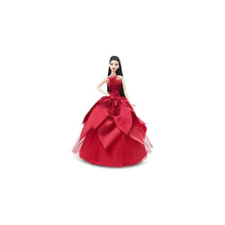 Barbie Signature 2022 Holiday Barbie Doll (Straight Black Hair) with Doll Stand, Collectible Gift for Kids Ages 6 Years Old and Up