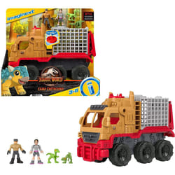 âFisher-Price Imaginext Jurassic World Camp Cretaceous Dinosaur Hauler & Yaz figure and vehicle set for preschool kids ages 3 to 8