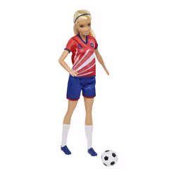 Barbie Soccer Doll, Blonde, #9 Uniform, Soccer Ball, Cleats, Socks, 3 & Up