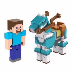 Minecraft STEVE AND ARMORED HORSE Figures, 6 yr(s), Multicolour, Plastic