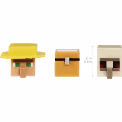 Minecraft Mob Head Minis Villager Guarding Iron Golem Pack with 2 Action Figures & Accessories  Incudes Authentic Pixelated Video-Game Characters Stev