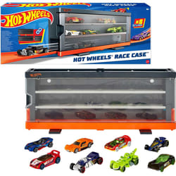 Hot Wheels Toy Cars  Set of 8 1:64 Scale Vehicles & Interactive Display & Storage Case That Holds up to 12  Connects to Track