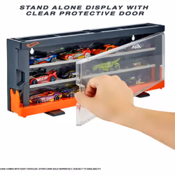 Hot Wheels Toy Cars  Set of 8 1:64 Scale Vehicles & Interactive Display & Storage Case That Holds up to 12  Connects to Track