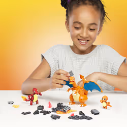 MEGA Pokémon Building Toy Kit Charmander Set with 3 Action Figures (313 Pieces) for Kids