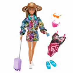 Barbie Dreamhouse Adventures Holiday Fun Doll and Accessories, Fashion doll, Female, 3 yr(s), Girl, 170 mm, Multicolour